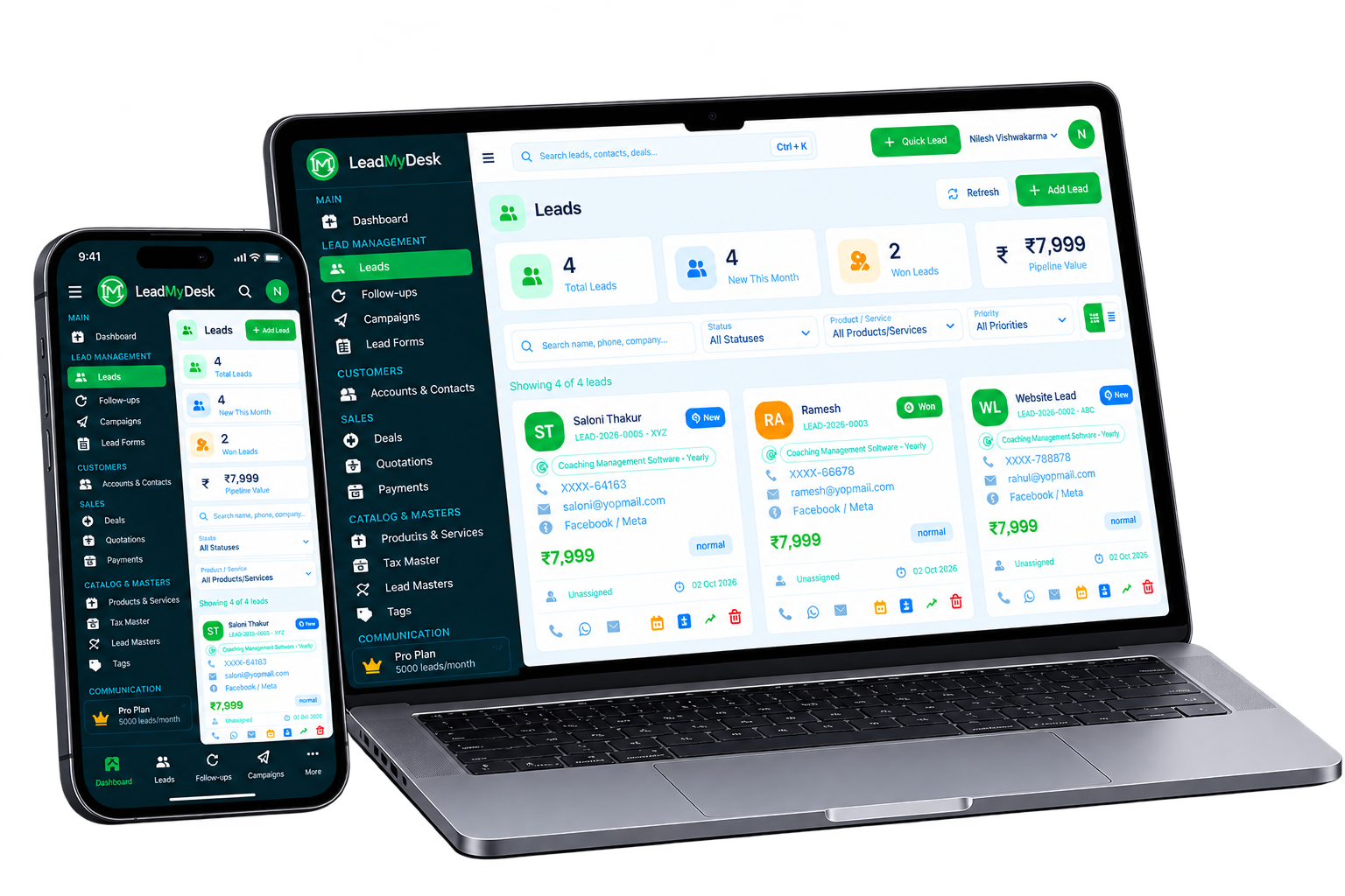 LeadMyDesk CRM Dashboard Preview
